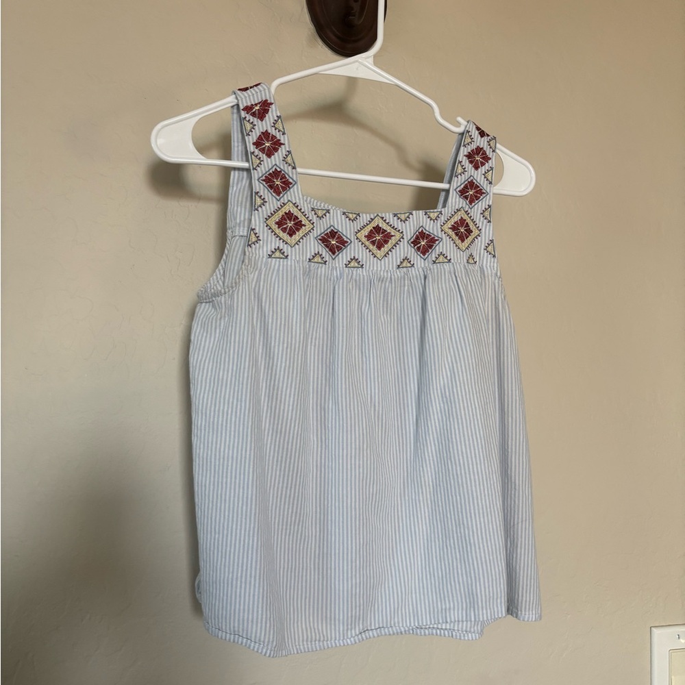 Embroidered White and Red Women's Top